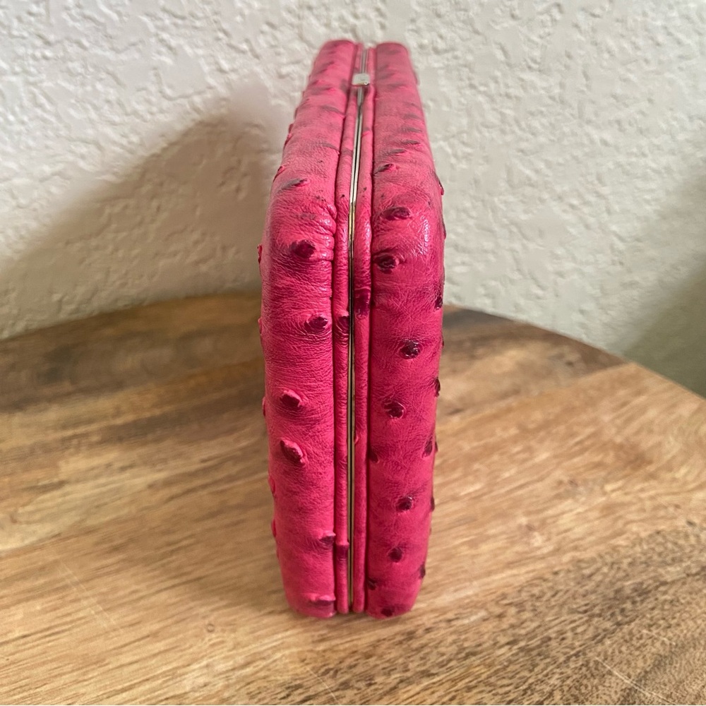 Faux Leather Hot Pink Large Clamshell Wallet - Picture 4 of 7